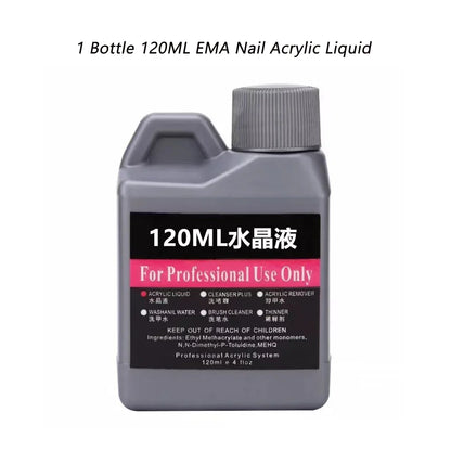 120ml EMA Polymer Acrylic Liquid & Powder - Pink Nail Builder for Dipping, Carving, Acrylic Powder, and Nail Tip Extensions