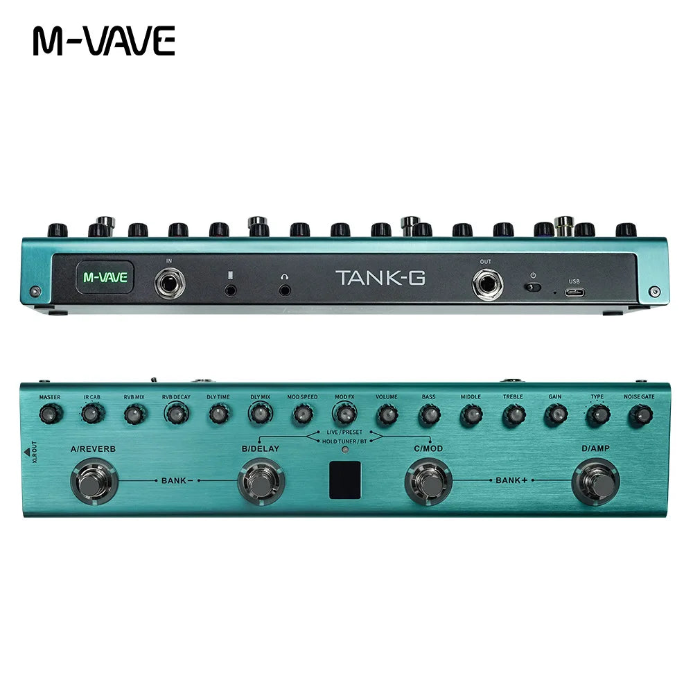 M-VAVE Tank-G Rechargeable Guitar Multi-Effects Pedal with 36 Presets & 9 Preamp Slots