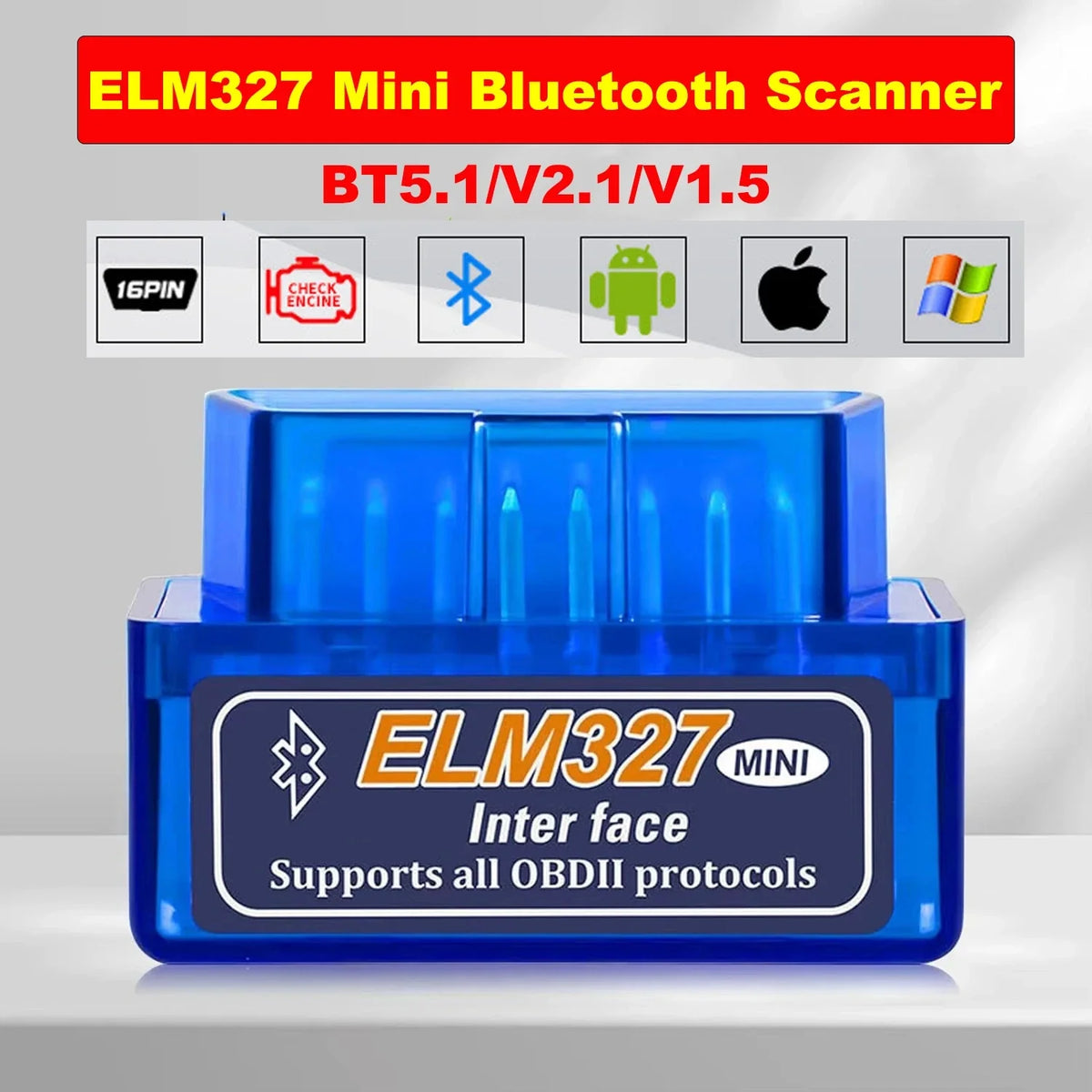 Mini ELM327 V2.1 Wireless OBD2 Car Diagnostic Scanner & Check Engine Code Reader
