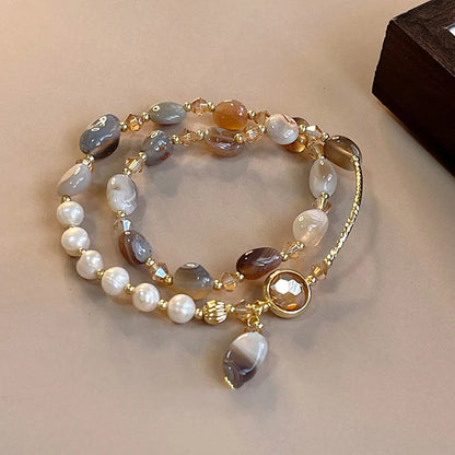Double-Layer Crystal Pearl Beaded Bracelet – Vintage Ethnic Stacking Bangle for Women, Fashion Hand Jewelry Gift