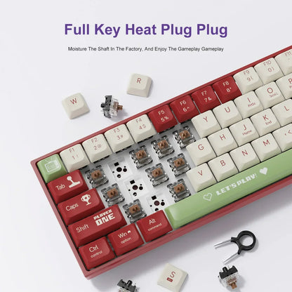 AJAZZ AK680 Mechanical Keyboard – 68 Key Wired/Wireless Bluetooth Gamer Keyboard with Hot-Swap Custom Gasket for PC and Laptop