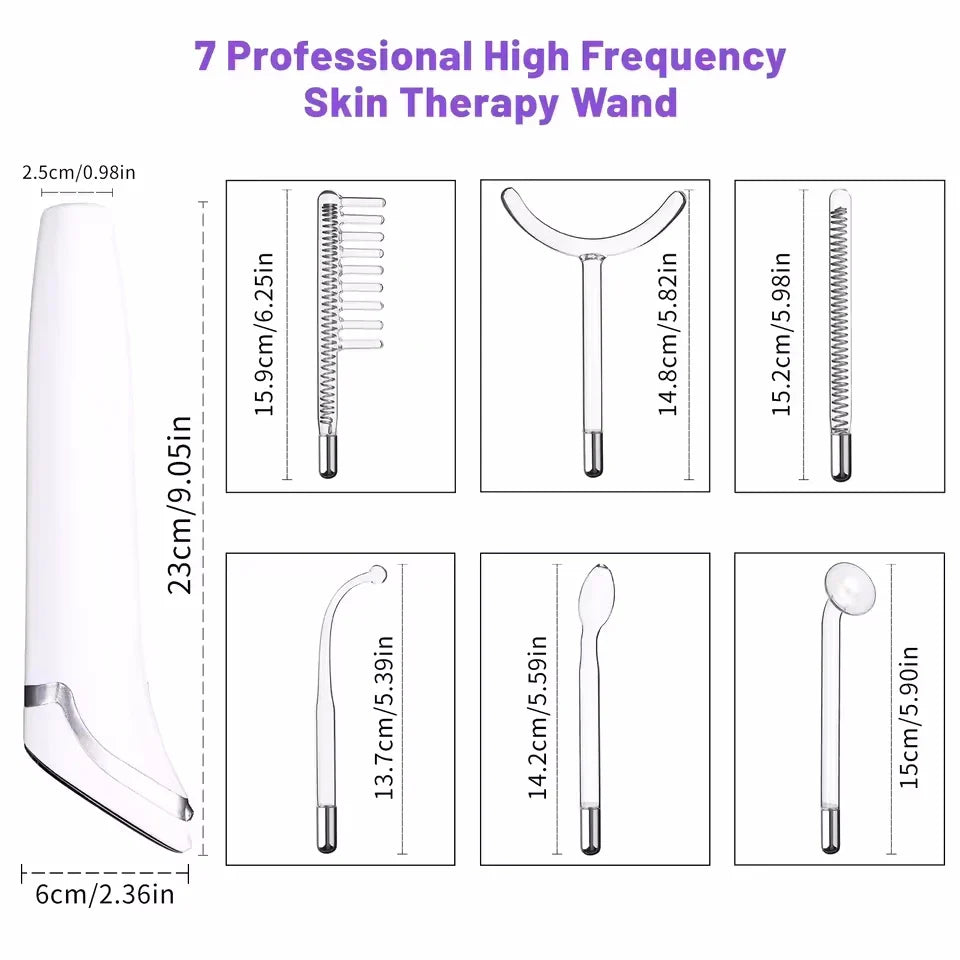6-in-1 High Frequency Facial Machine — Touch Panel Electrotherapy Wand for Hair, Face, Acne & Skin Care Treatment