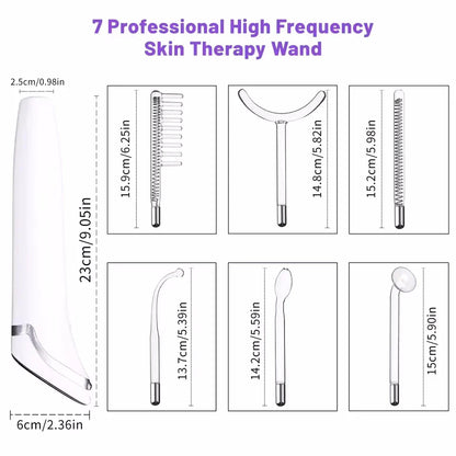 6-in-1 High Frequency Facial Machine — Touch Panel Electrotherapy Wand for Hair, Face, Acne & Skin Care Treatment