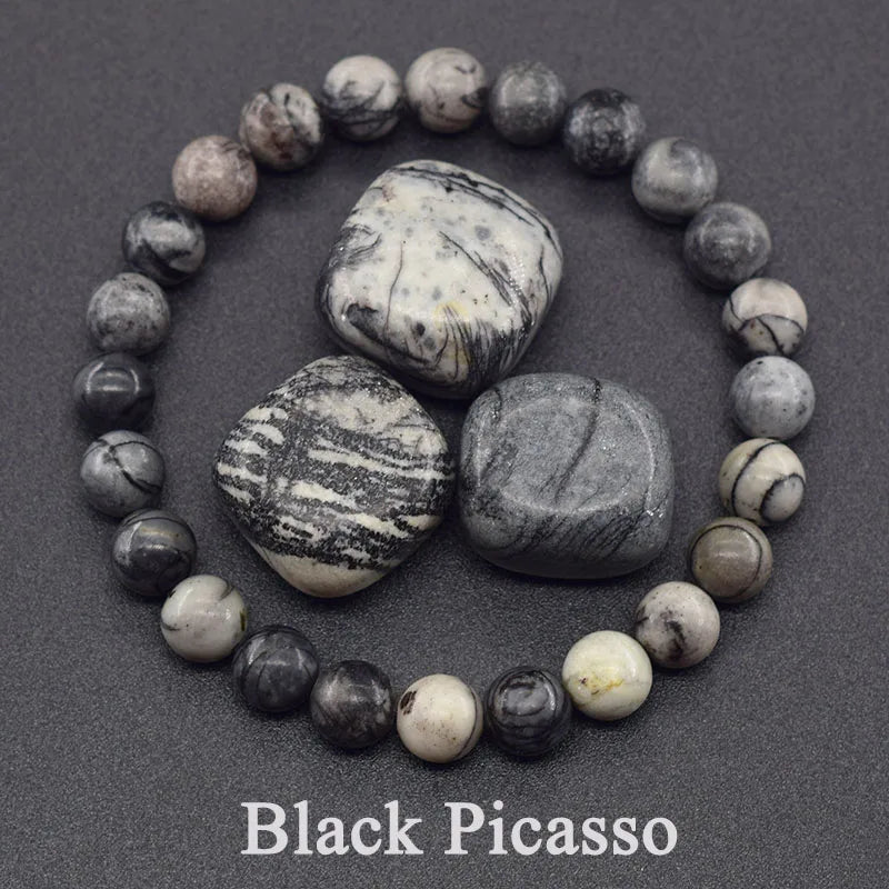 Natural 5A Lapis Lazuli Stone Bracelet - Elastic Healing Bead Jewelry Gift for Men & Women
