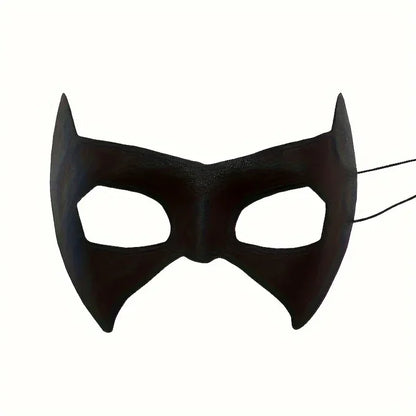 Adult Black PVC Masquerade Mask — Bat Bunny Party Mask for Men & Women, Carnival, Prom, and Costume Events