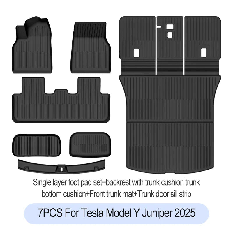 Tesla Model Y Juniper 2025+ TPE Floor Mats Set – Premium All-Weather Cargo & Trunk Liner, Wear-Resistant Car Interior Foot Protection Mats