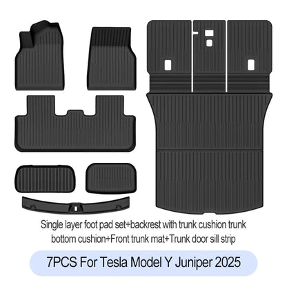 Tesla Model Y Juniper 2025+ TPE Floor Mats Set – Premium All-Weather Cargo & Trunk Liner, Wear-Resistant Car Interior Foot Protection Mats