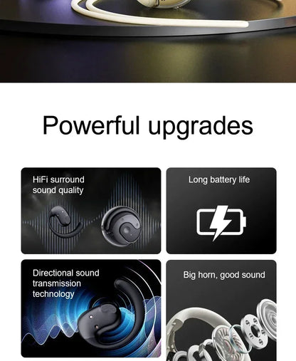 OWS Wireless Bluetooth Headphones — Smart Touch Sports Earbuds, HiFi Stereo, Waterproof with Mic for Phone