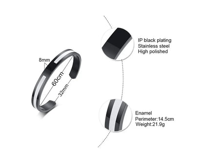 Men's Enamel Bangle - Viking Logo Cuff Bracelet, Stainless Steel Minimalist Bangle for Gentlemen
