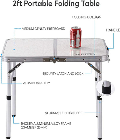 Outdoor Portable Foldable Table – Ultralight Aluminum Camping & Picnic Table with High Bearing Capacity for Nature Hikes