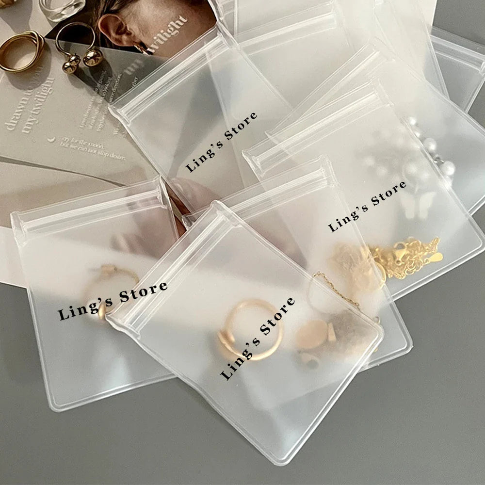 Personalized Transparent EVA Jewelry Zipper Bag – Frosted Plastic Storage Pouch for Ring, Earring, Necklace & Bracelet Packaging