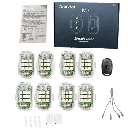 Donwof M3 Car & Motorcycle Strobe Light – Waterproof LED Anti-Collision Warning with Remote