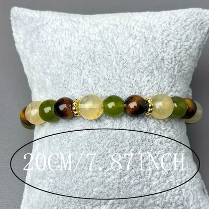 Natural Tiger’s Eye & Citrine Beaded Bracelet – 8mm Bohemian Balance Crystal Jewelry Gift for Women
