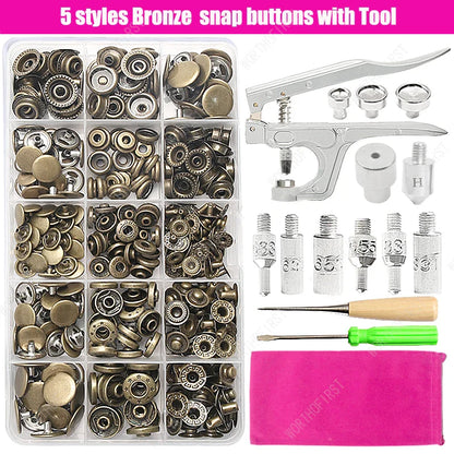 Metal Snap Fasteners Button Kit with Installation Pliers – Sewing Accessories for Jackets, Clothing & Leather Craft