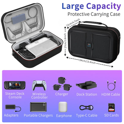 Steam Deck Carrying Case – Large Capacity Storage for Console & Accessories, Portable Case with Built-in Protection