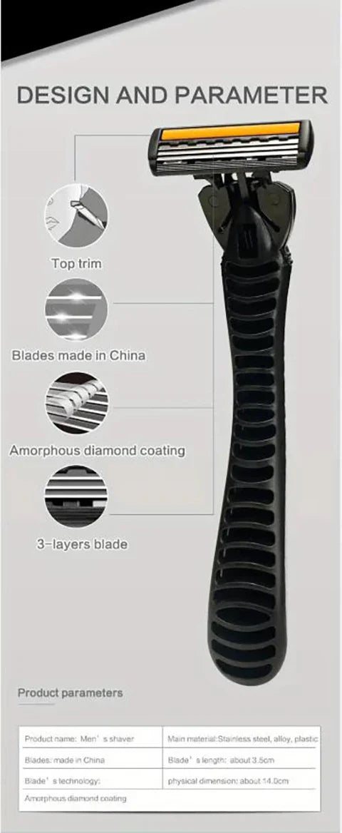 Premium 3-Layer Stainless Steel Safety Razor – Replaceable Blades for Smooth Shaving Men & Women