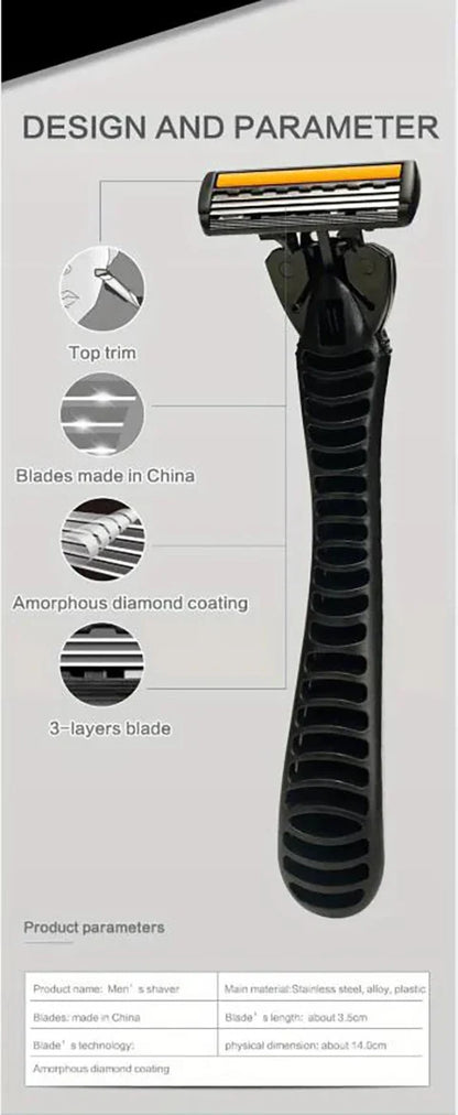 Premium 3-Layer Stainless Steel Safety Razor – Replaceable Blades for Smooth Shaving Men & Women