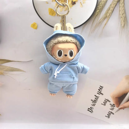 Labubu Casual Sweatsuit Set for 15/17cm Dolls — Comfy Doll Clothes with Ribbed Hem Details