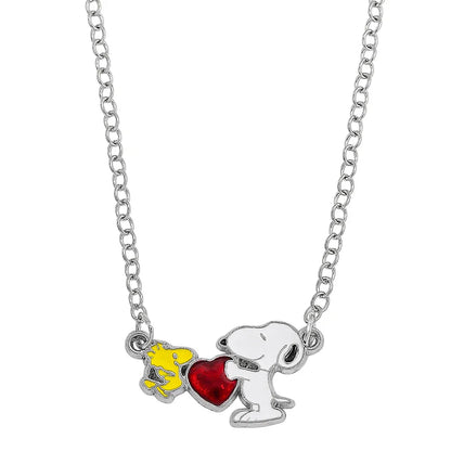 Snoopy Zircon Pendant Necklace - Trendy Oil Drop Sweater Chain Jewelry for Couples & Best Friends