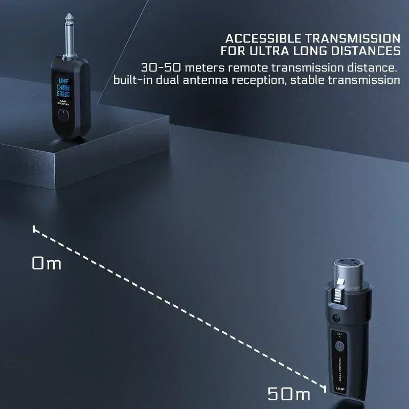 UHF Wireless Microphone Adapter – XLR Transmitter & Receiver for Dynamic Mics, Guitar, Audio Mixer & PA System