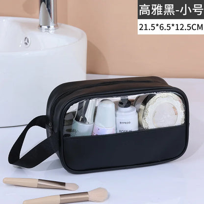 Portable Transparent Travel Cosmetic Bag for Women — Large-Capacity Waterproof Makeup & Toiletry Storage Case
