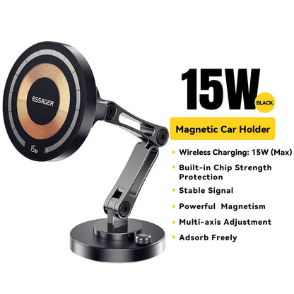 Essager Magnetic Wireless Car Charger – 15W Fast Charging Phone Holder Mount for MagSafe iPhone 15/14/13 Pro Max