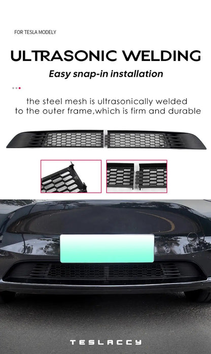 Front Grill Guard Mesh Inserts for Tesla Model Y 2021-2024 – Air Inlet Vent Cover & Bumper Filter Accessories