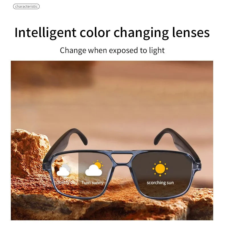 Smart Glasses GS10 – Color-Changing Bluetooth Glasses with Call, Voice Assistant, Camera & Music Playback for Men & Women