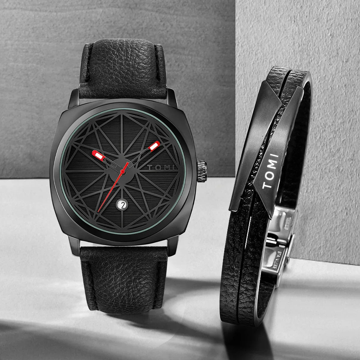 TOMI 2024 Men's Luxury Watch & Bracelet Gift Set – Business Quartz Calendar Watch, 2PCS Versatile Reloj for Men