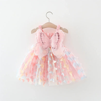Baby Girl Princess Dress - Summer Halter Butterfly Back Birthday Party Outfit