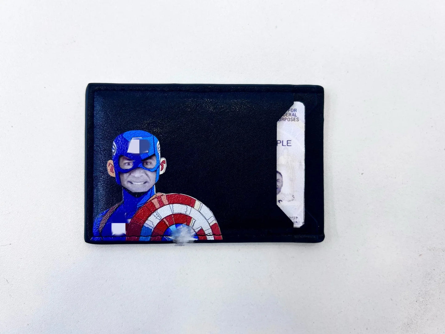 Leather Captain Wallet – Personalized Superhero Mask Card Holder & Slim ID Wallet for Men