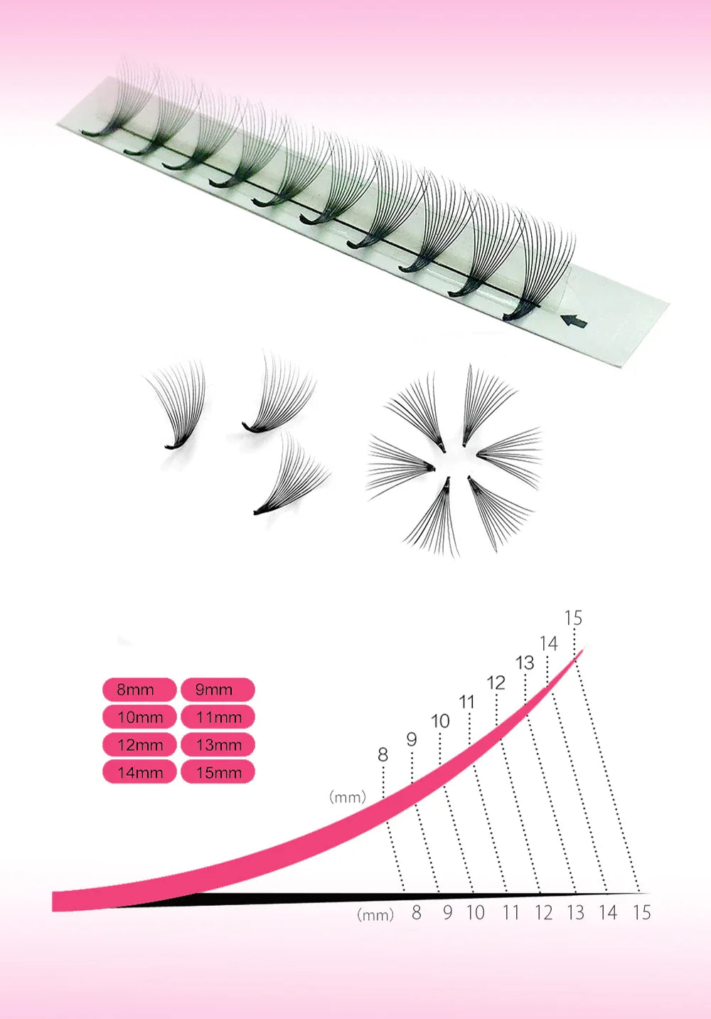 10D Premade Volume Eyelash Fans – Long Stem 3D-6D Pointy Base False Lash Clusters