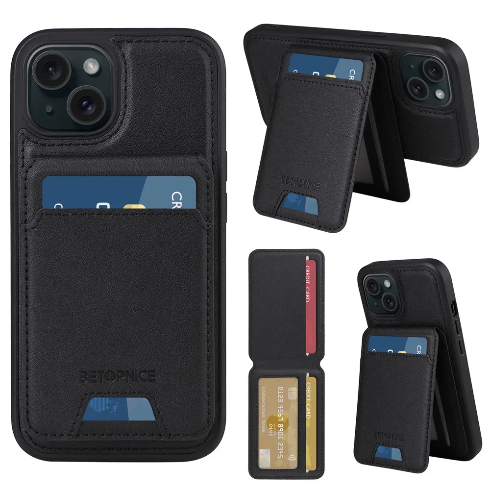 BETOPNICE 2-in-1 Magnetic Leather Wallet Case – Detachable Card Holder for iPhone 11 to 16 Pro Max & 16 Plus