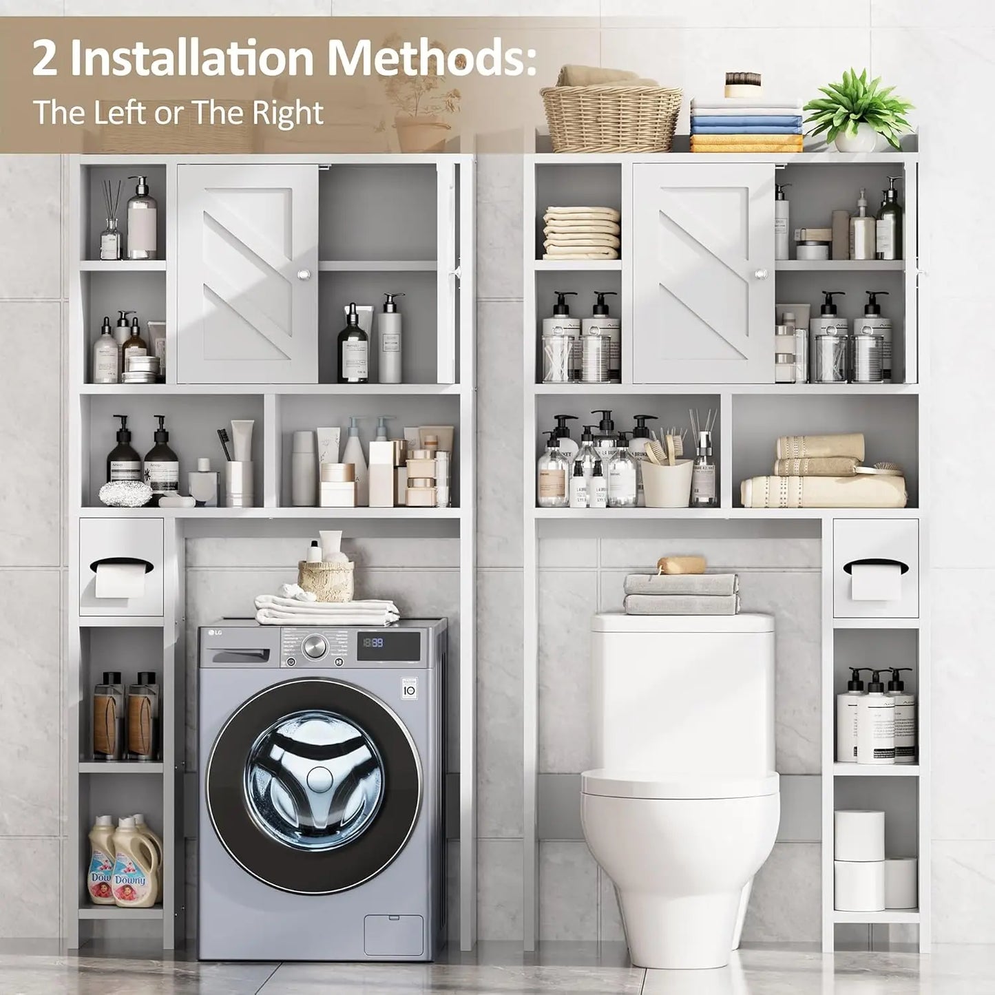 Over-The-Toilet Storage Cabinet - Freestanding Bathroom Organizer with Shelves