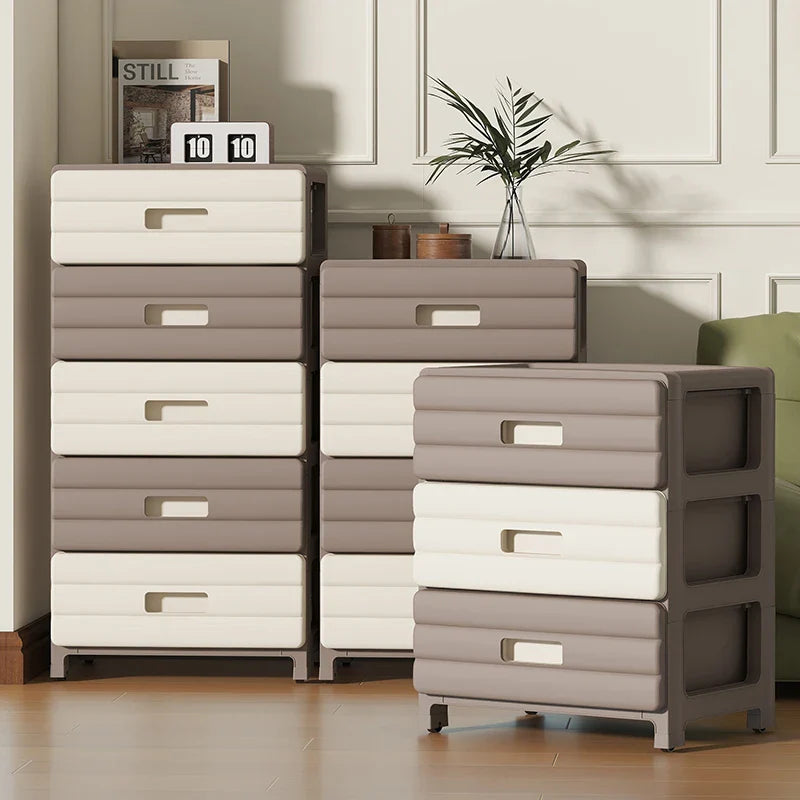 13.78" Wide Rolling Drawer Storage Cabinet — 3-6 Tier Mobile Organizer with Wheels, Gray or Brown for Living Room & Bedroom