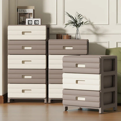 13.78" Wide Rolling Drawer Storage Cabinet — 3-6 Tier Mobile Organizer with Wheels, Gray or Brown for Living Room & Bedroom