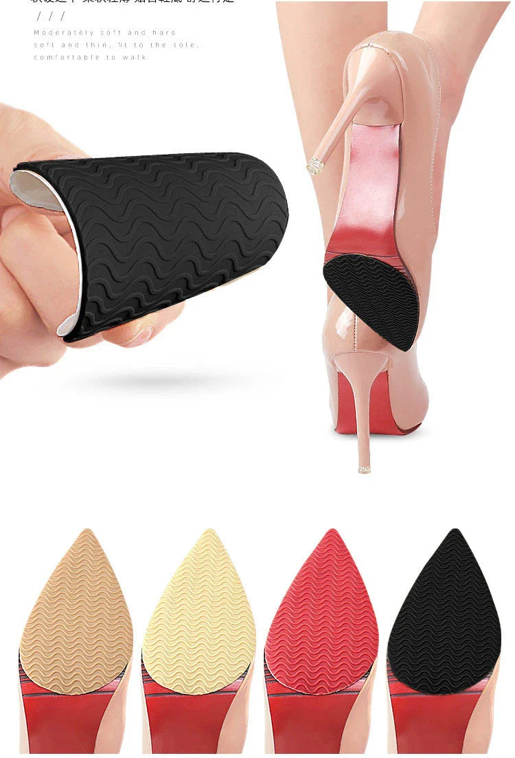 Rubber Shoe Sole Protector - Wear-Resistant Non-Slip Forefoot Mat, Self-Adhesive High Heel Cushion Pads