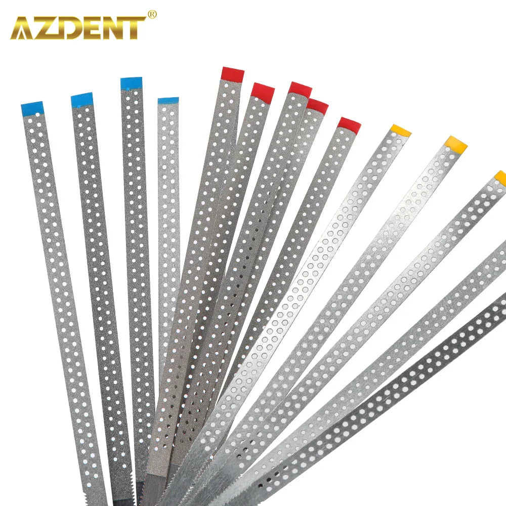 AZDENT Dental Diamond Polishing Strips – 5pc Stainless Steel Orthodontic IPR Fine & Medium Polish