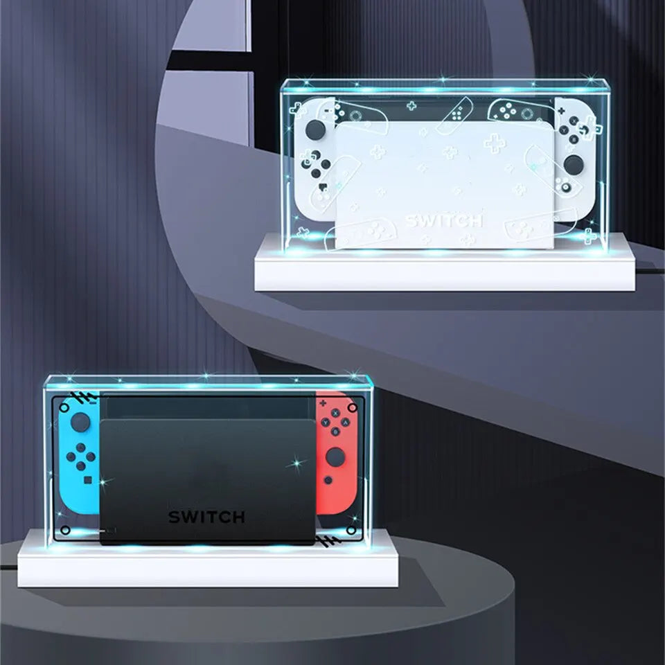 YLW RGB Base Clear Dust Cover for Nintendo Switch OLED: Protective Acrylic Sleeve Display Shell - Keep Your Console Safe and Stylish with Game Accessories