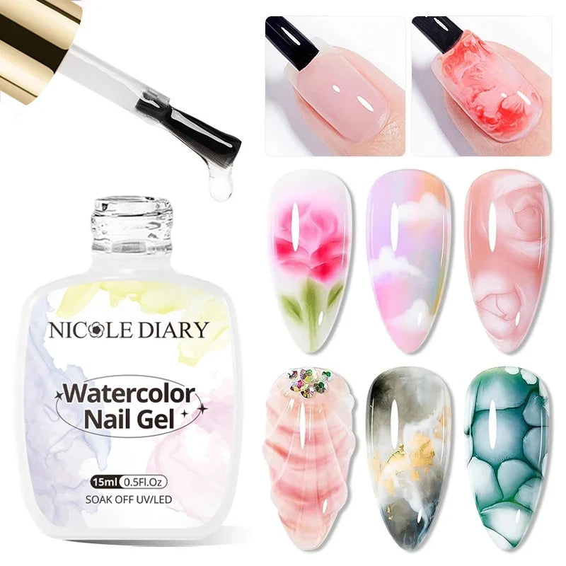 NICOLE DAIRY Bubble Ocean Wave Gel Nail Polish 15ml - White Summer UV LED Soak Off Nail Art Manicure Varnish