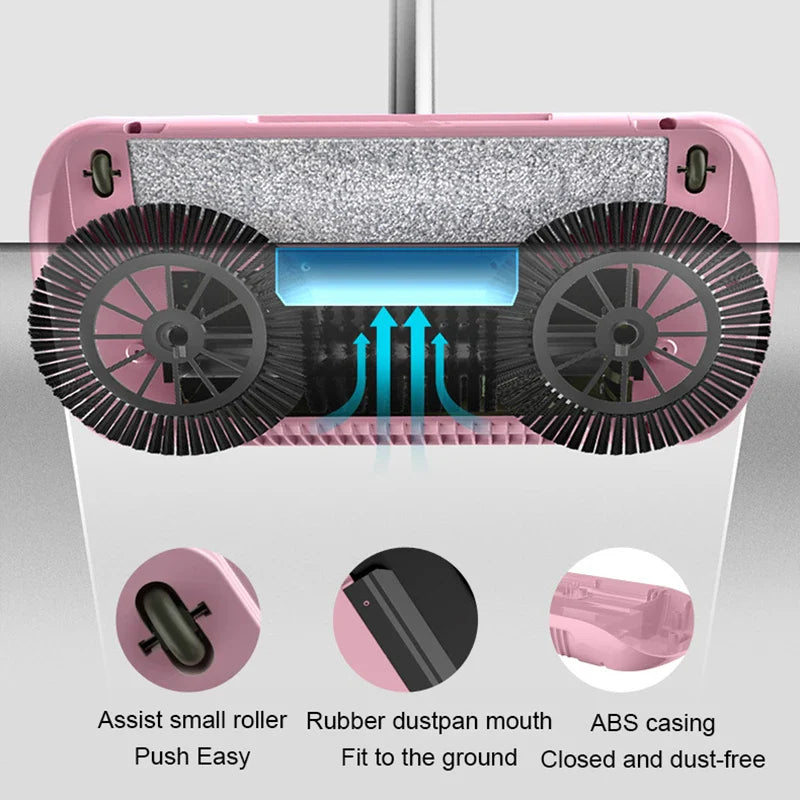 2-in-1 Hand Push Broom and Mop Combo Set - Household Dustpan and Broom for Floor Cleaning - Magic Sweeper Home Cleaning Tools