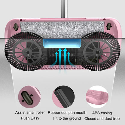 2-in-1 Hand Push Broom and Mop Combo Set - Household Dustpan and Broom for Floor Cleaning - Magic Sweeper Home Cleaning Tools
