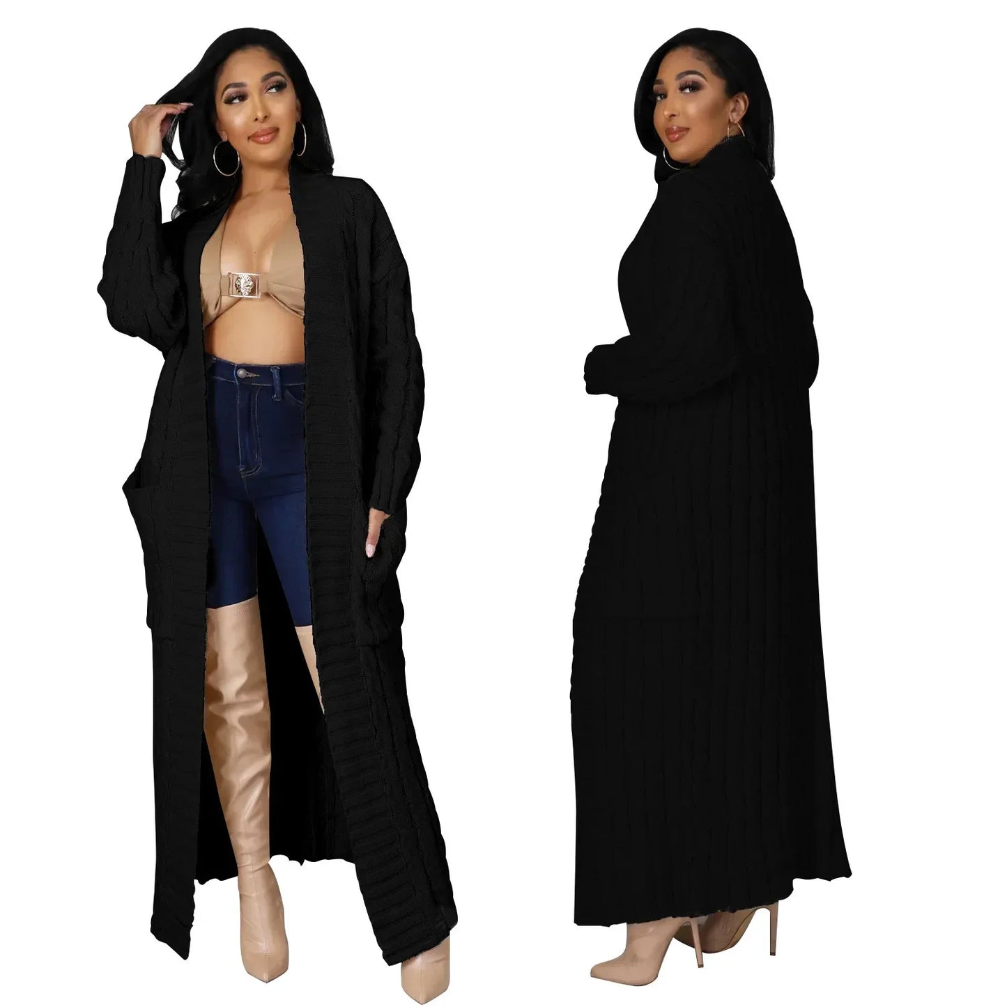 2024 Women’s Fashion Cardigan Sweater – Casual Long Sleeve Solid Jacket for Autumn Winter