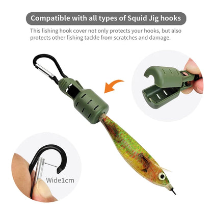 Squid Jig Bait Protector Kit - 6-Piece Egi Hook Covers with Carabiner