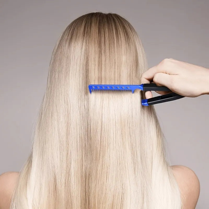 V-Shaped Flat Comb Hairpin: Salon Hair Brush Comb for Hairdressing Styling - Fluffy Anti-Static Rolling Curly Comb for Household