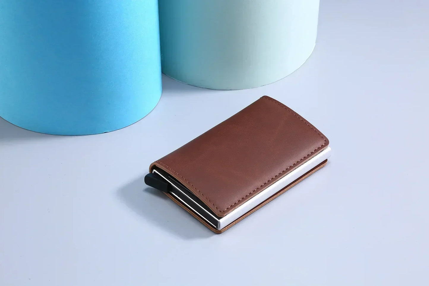 Carbon Fiber Credit Card Holder Wallet for Men - RFID Slim Pop-Up Metal Minimalist Case, Black