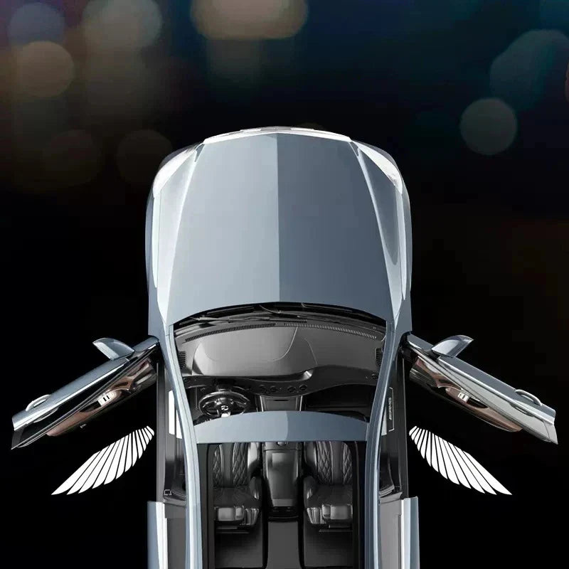 2Pcs Car Angel Wings Wireless LED Door Projector – HD Welcome Courtesy Shadow Lamp, Car Logo Light Accessories
