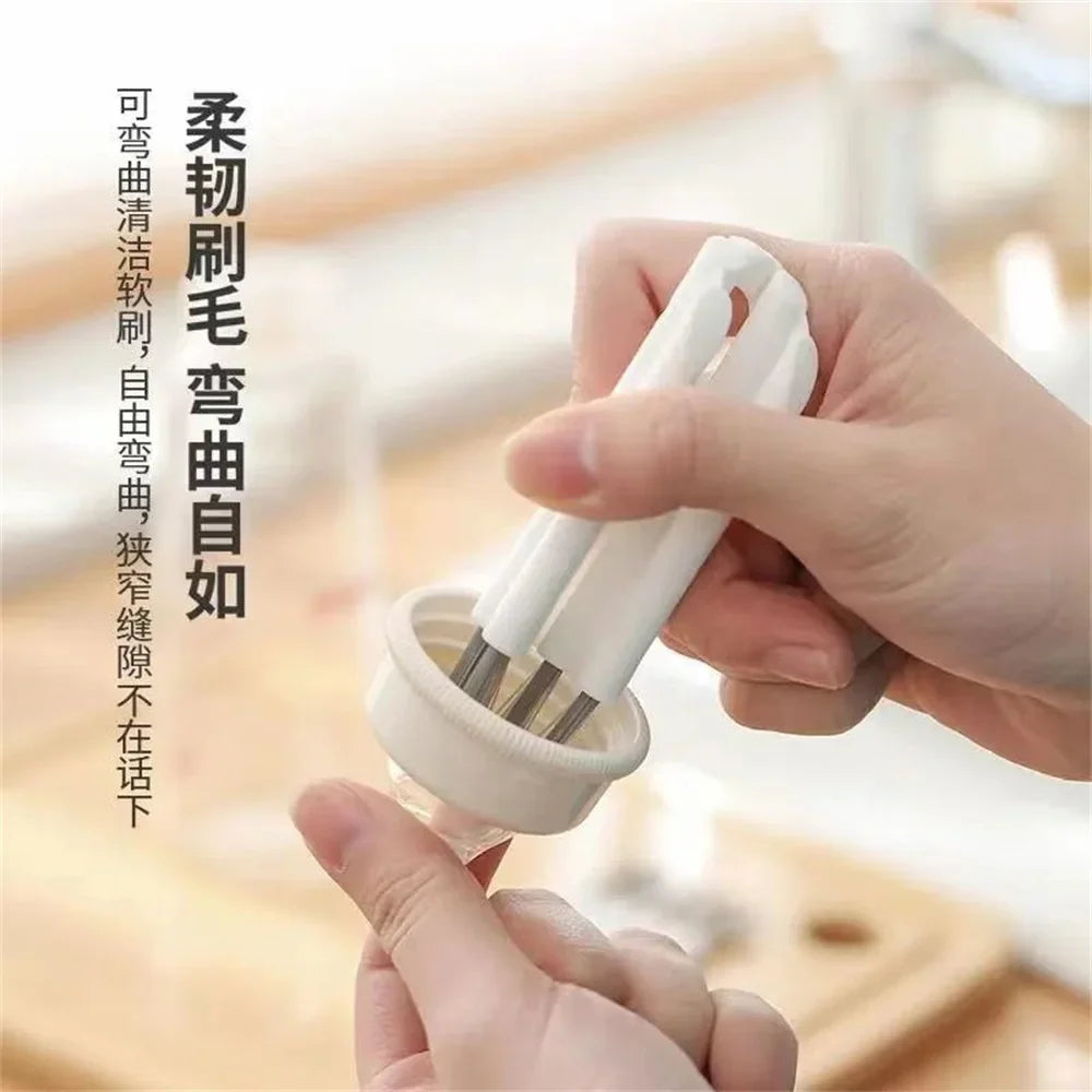 Versatile Multi-Purpose Gap Brush - Flexible Soft Bristle Cleaner for Cups, Nipple Bottles, and Household Grooves, Kitchen Cleaning Tool