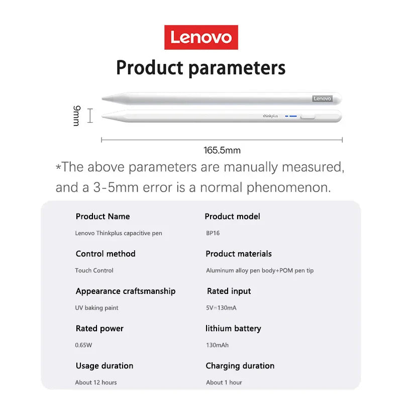 Lenovo BP16 Universal Stylus Touch Pen – Capacitive Drawing Pen for Tablets, Android, iOS Phones & iPad