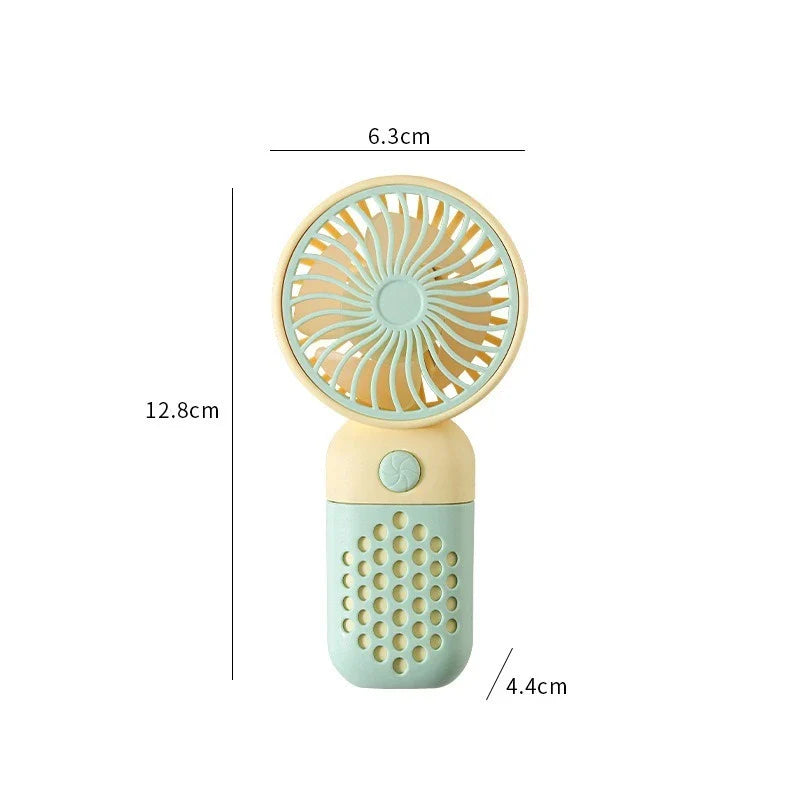 Mini Cartoon USB Handheld Fan – Portable Pocket-Sized Charging Fan for Home, Office, Outdoor & Student Dorm Use